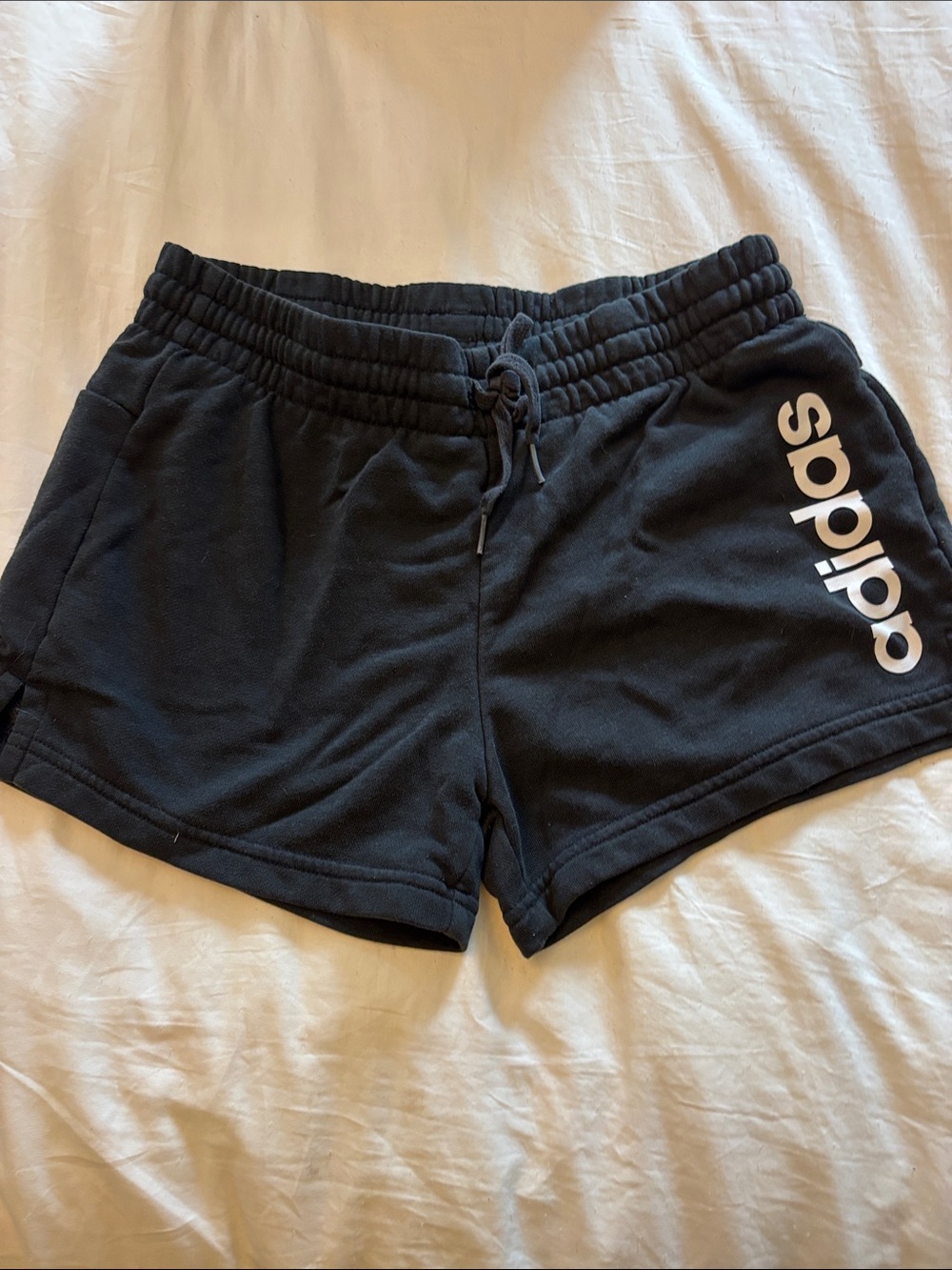 adidas Women's Black Drawstring Athletic Shorts with Side Logo